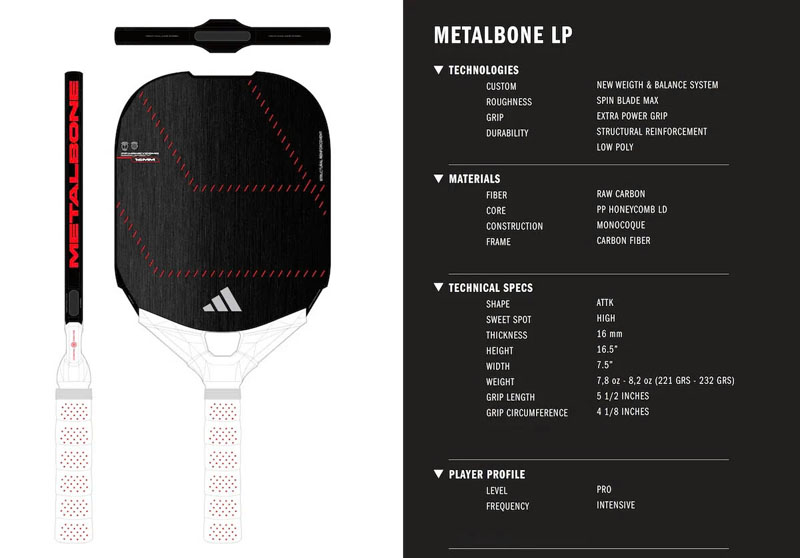 Vợt Pickleball Adidas Metalbone LP 2025 - Mẫu vợt toàn diện