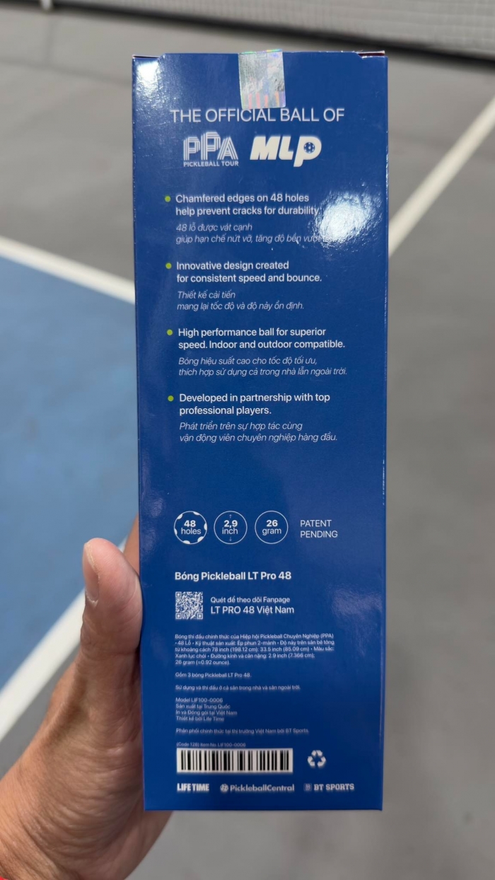 Thông tin ghi trên hộp bóng 3 quả